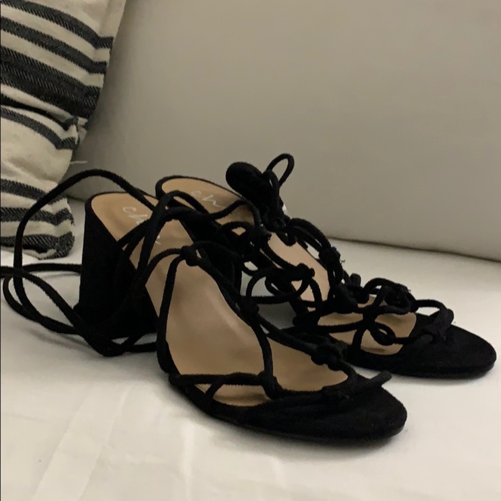 Black Suede lace up Sandel